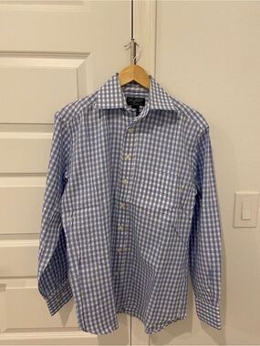 Men's Blue Gingham Dress Shirt by